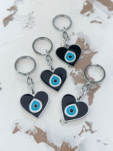 Blue Evil Eye Heart Keychain - Greek Symbol of Protection