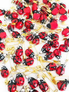 Ladybug safety pin,  baby shower gift, baby stroller