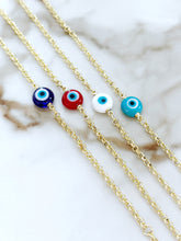 18K Gold Plated Chain Bracelet, Evil Eye Murano Bracelet, Blue Murano Bead