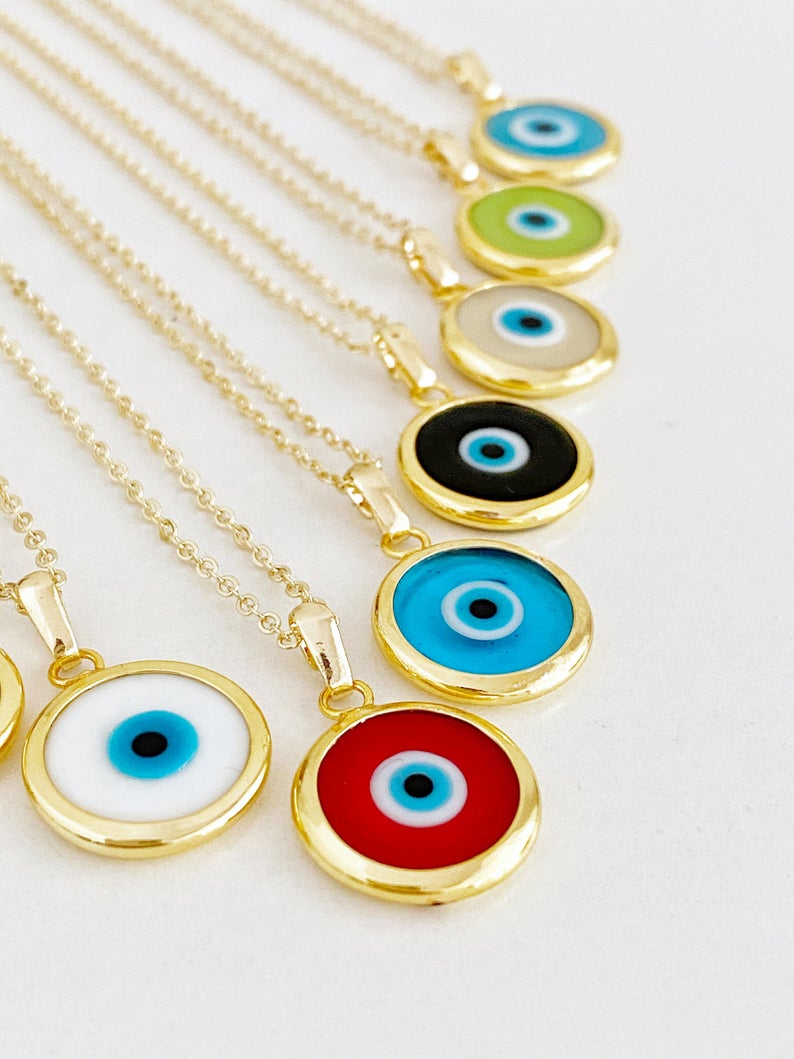 Murano Evil Eye Necklace, Evil Eye Jewelry, Glass Murano Bead, Greek Evil Eye Gray