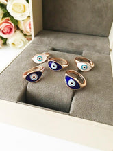 Dainty Evil Eye Ring, Gold Evil Eye Ring, Adjustable Ring, White Pink Evil Eye