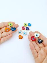 Murano Evil Eye Beads, Glass Heart Beads, Heart Evil Eye Pendant, Handmade Murano Bead