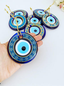 Handmade Glass Evil Eye Bead, Patterned Evil Eye Bead, Evil Eye Decor, Wedding