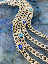 Gold Evil Eye Bracelet, Cuban Link Bracelet, Gold Link Chain Bracelet