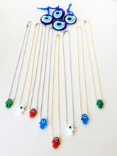 Hamsa evil eye necklace, glass hamsa hand necklace, gold plated hamsa necklace - Evileyefavor