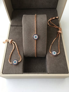 Evil Eye Bracelet Earrings Jewelry Set - Evileyefavor