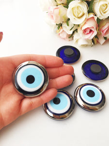 3 pcs evil eye magnet, gold evil eye charm, silver evil eye charm, glass evil eye magnet - Evileyefavor