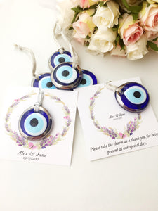 Wedding favors for guest with silver evil eye charms - Evileyefavor