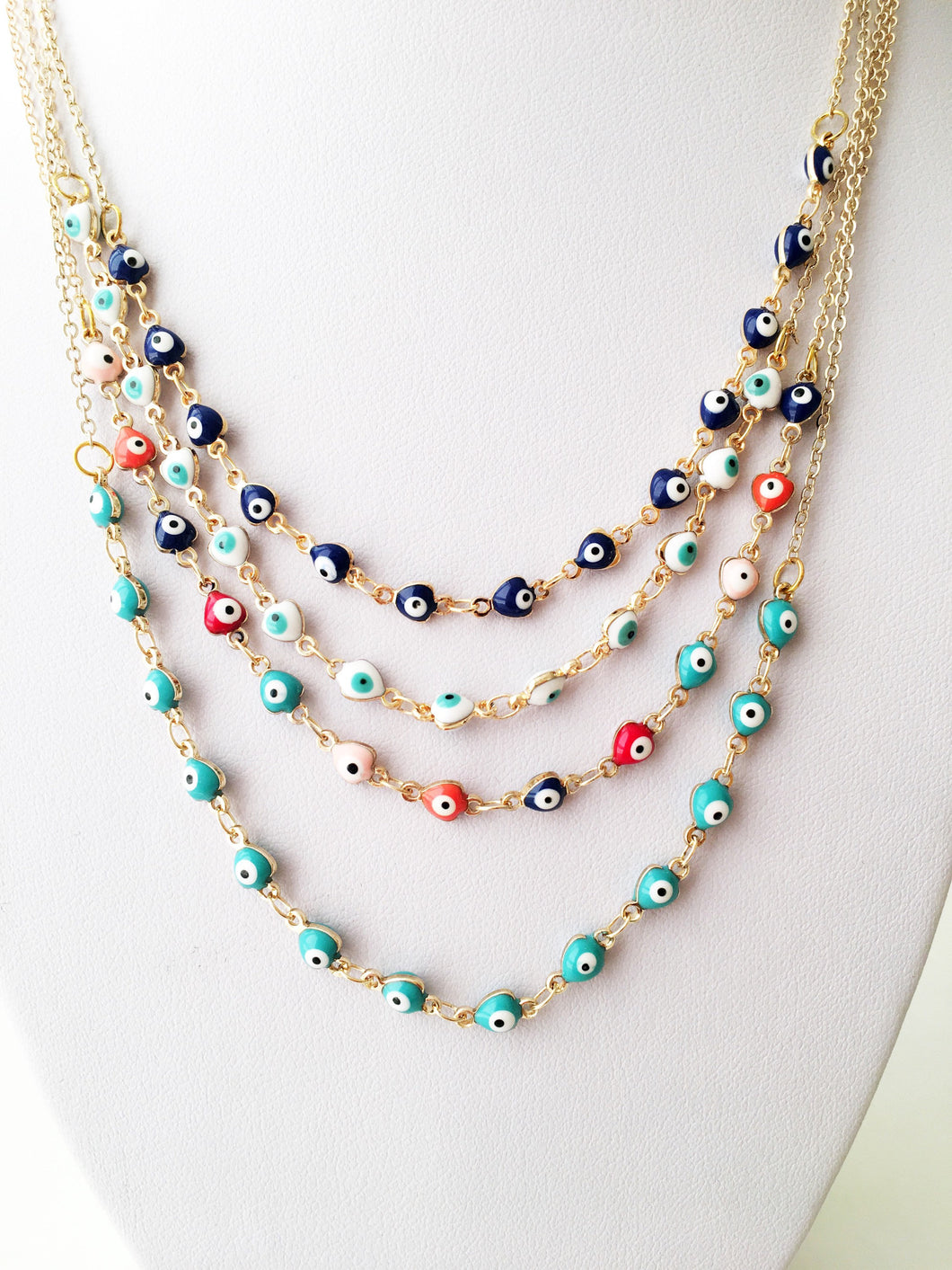 Evil eye necklace, evil eye bead necklace, tiny evil eye charms, blue evil eye necklace - Evileyefavor