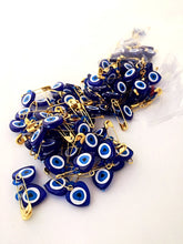 Unique wedding favor - safety pins- 100 pcs - resin evil eye beads - Evileyefavor