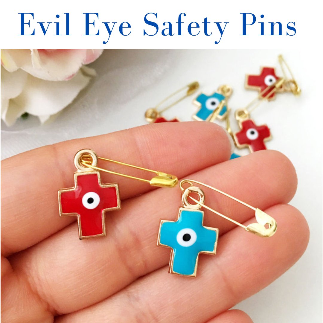 Eye Shaped Pin Evileyefavor - Evil eye safety pins for wedding, evil eye baby pins