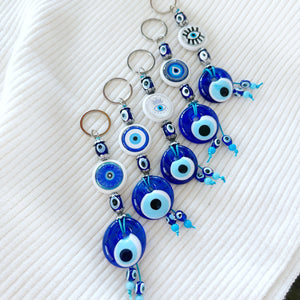 Blue Evil Eye Keychain, Evil Eye Bead, Evil Eye Keyring