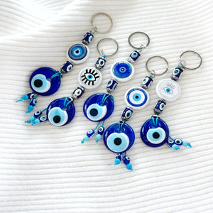 Blue Evil Eye Keychain, Evil Eye Bead, Evil Eye Keyring