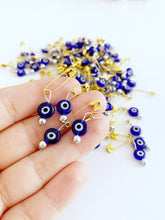 Gold Evil Eye Safety Pins, 50 pcs, Blue Glass Evil eye, Bulk Favor
