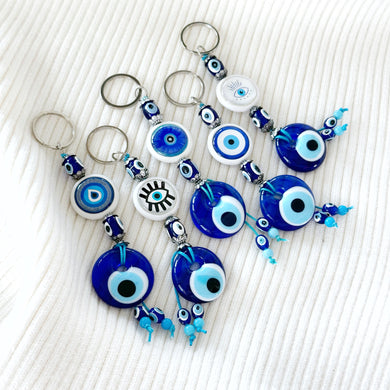 Blue Evil Eye Keychain, Evil Eye Bead, Evil Eye Keyring