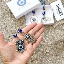 Evil Eye Car Charm Amulet, Silver Rear Mirror Car Charm