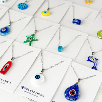 Murano Glass Evil Eye Necklace, Birthday Gift for Her, Silver Necklace