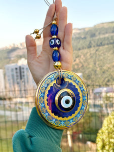 Evil Eye Wall Hanging, Glass Charm for Home Protection, Good Luck Decor