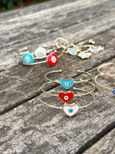 Gold Cuff Evil Eye Bracelet, Birthday Gift for Her, Heart Evil Eye Jewelry