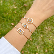 Greek Evil Eye Bracelet, Eye Cuff Bracelet, Gold Bangles