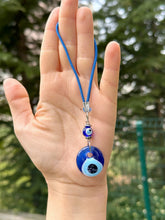 Evil Eye Car Charm Amulet, Glass Elastic Rear Mirror Charm