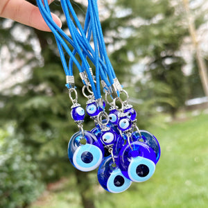 Evil Eye Car Charm Amulet, Glass Elastic Rear Mirror Charm