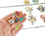 Handmade Murano Glass Evil Eye Beads, 22K Gold Plated Evil Eye Jewelry Supply - Evileyefavor