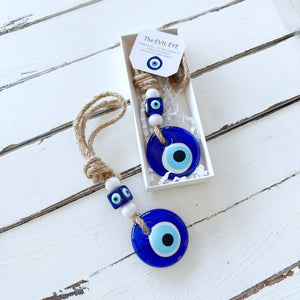 Blue Glass Evil Eye Wall Hanging, Unique New Home Gift, Home Protection