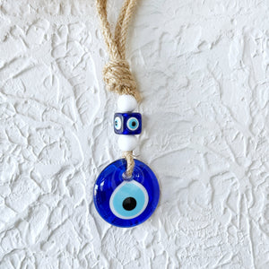 Blue Glass Evil Eye Wall Hanging, Unique New Home Gift, Home Protection