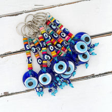 Blue Evil Eye Keychain, Glass Evil Eye Bag Charm, Good Luck Keyring