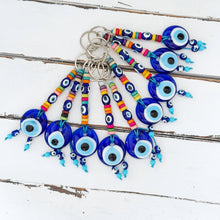 Blue Evil Eye Keychain, Glass Evil Eye Bag Charm, Good Luck Keyring