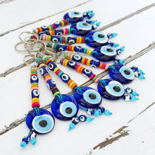 Blue Evil Eye Keychain, Glass Evil Eye Bag Charm, Good Luck Keyring