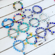 Evil Eye Bracelet - Stretch Glass Bead Boho Jewelry - Protection Charm Gift for Women & Men - Evileyefavor