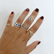 Evil Eye Ring Gold, Adjustable Rings for Her, Christmas Gift Jewelry