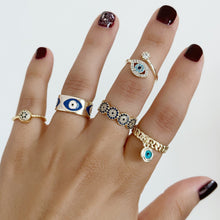 Evil Eye Ring Gold, Adjustable Rings for Her, Christmas Gift Jewelry