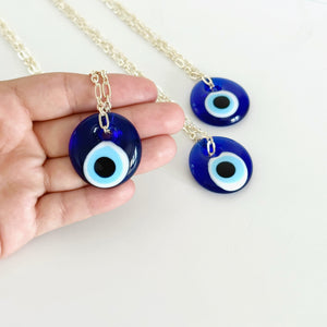 Blue Glass Evil Eye Necklace, Christmas Gift in Jewelry Box