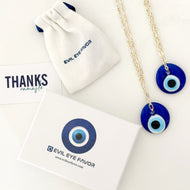 Blue Glass Evil Eye Necklace, Christmas Gift in Jewelry Box