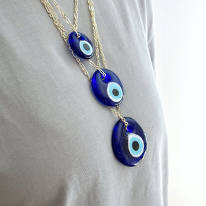 Turkish Nazar Amulet Glass Evil Eye Necklace, Big Evil Eye Pendant Necklace