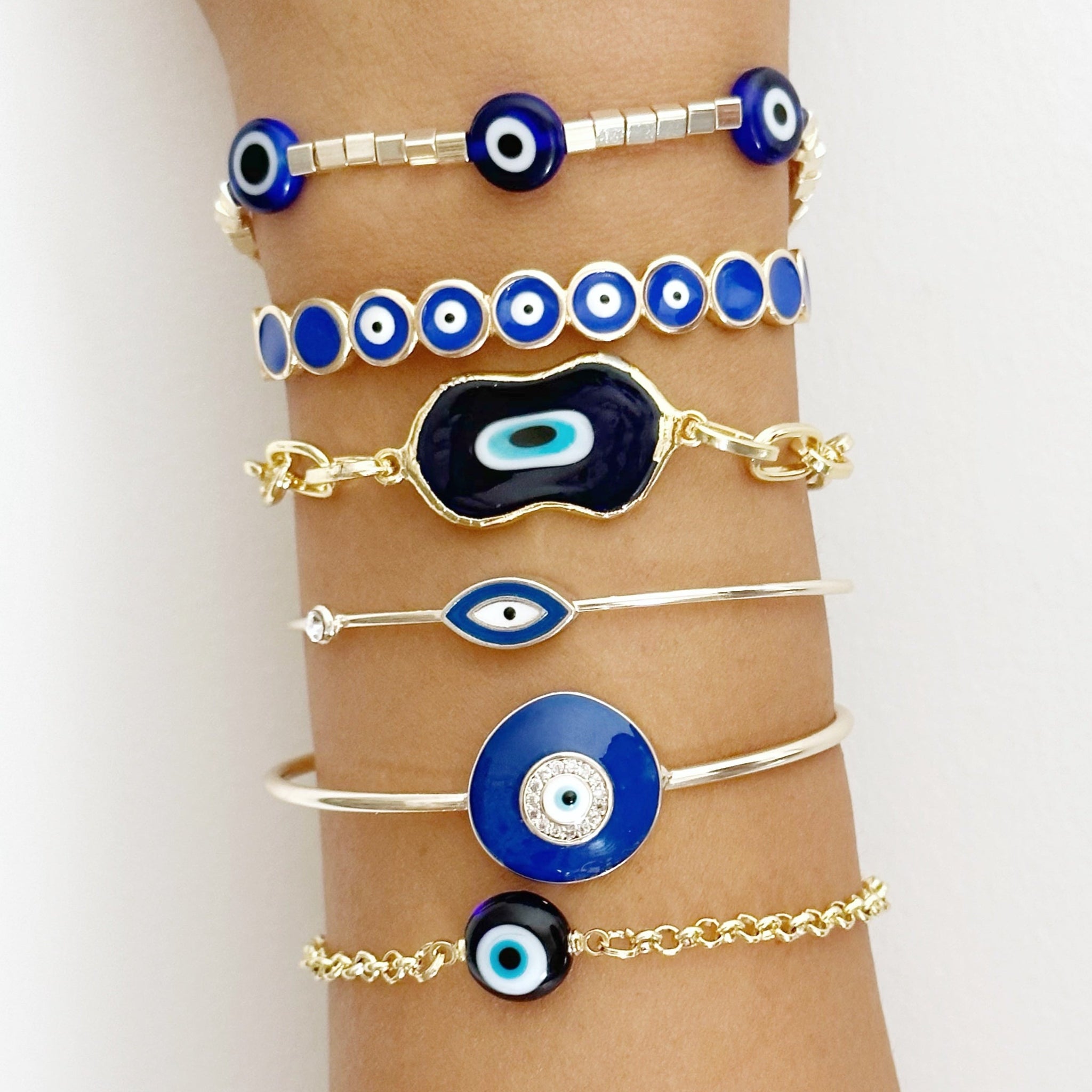Initial & Blue Evil Eye Bracelet – NIASHINE