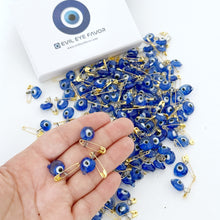 Glass Evil Eye Safety Pins, 20 pcs, Heart-shaped Pin, Bulk Favors
