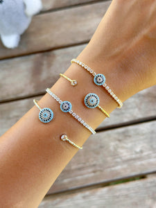 Evil Eye Bracelet Minimalist, Zircon Bracelet, Bangle & Chain Bracelets