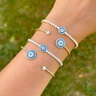Evil Eye Bracelet Minimalist, Zircon Bracelet, Bangle & Chain Bracelets - Evileyefavor