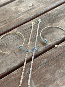 Evil Eye Bracelet Minimalist, Zircon Bracelet, Bangle & Chain Bracelets