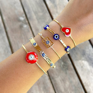 Evil Eye Bracelet, Gold Cuff Bracelet, Evil Eye Jewelry, Gift for Her