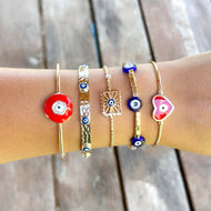 Evil Eye Bracelet, Gold Cuff Bracelet, Evil Eye Jewelry, Gift for Her - Evileyefavor