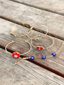 Evil Eye Bracelet, Gold Cuff Bracelet, Evil Eye Jewelry, Gift for Her