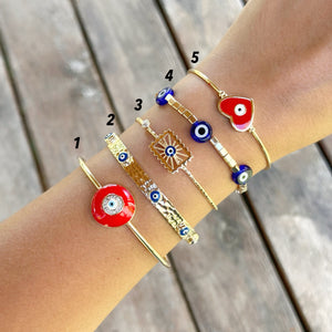 Evil Eye Bracelet, Gold Cuff Bracelet, Evil Eye Jewelry, Gift for Her