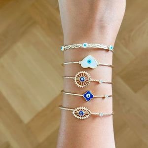 Gold Evil Eye Cuff Bracelet, Good Luck Bracelet, Birthday Gift