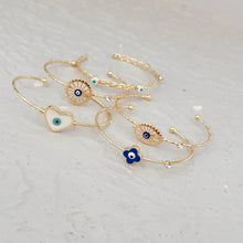 Gold Evil Eye Cuff Bracelet, Good Luck Bracelet, Birthday Gift