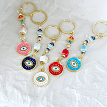 Evil Eye Keychain, Good Luck Charm Fish, Gold Evil Eye Keyring